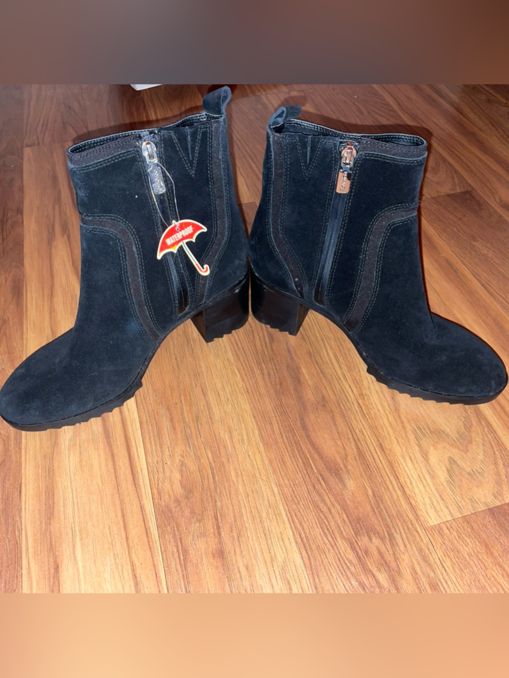 Blondo Rania Waterproof Black Suede Ankle Boots Women’s 8M New